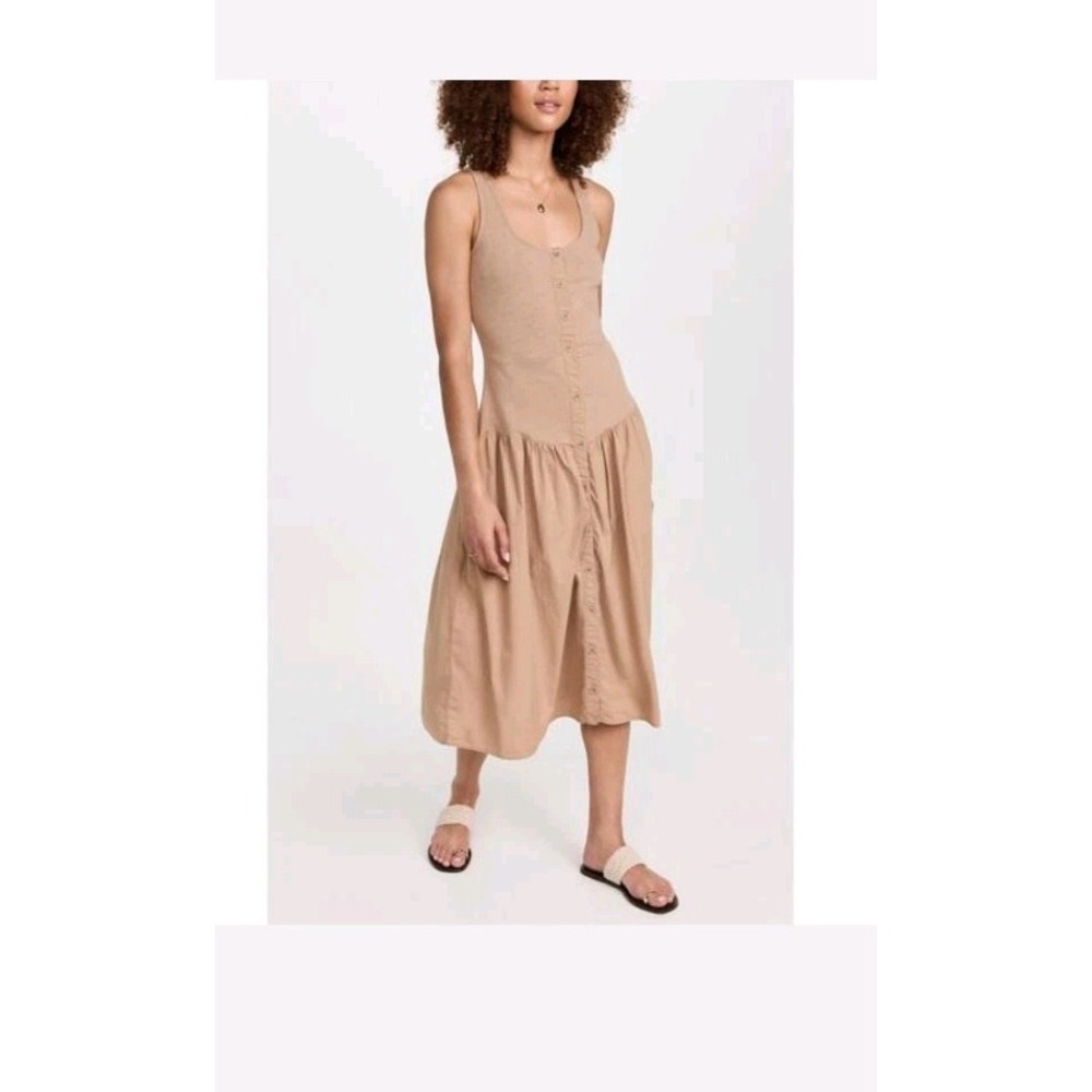 Nation LTD Carrie Romantic 100% Cotton Sundress Cafe Au Lait Beige Sz S Coastal